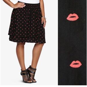 Torrid LIPS CHALLIS 2-tier SKATER SKIRT